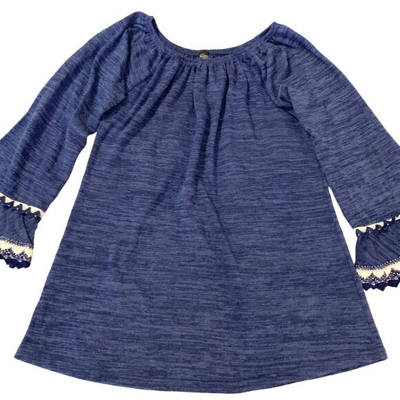 WinWin Off-Shoulder Tunic Top Medium Women Blue Lace Sleeve BOHO Hippie Boho - Picture 2 of 12